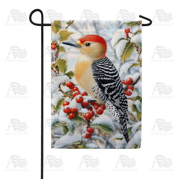 America Forever Winter Woodpecker Garden Flag