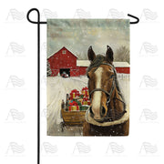 America Forever Christmas Horse and Sleigh Garden Flag
