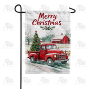 America Forever Christmas Red Truck with Tree Garden Flag