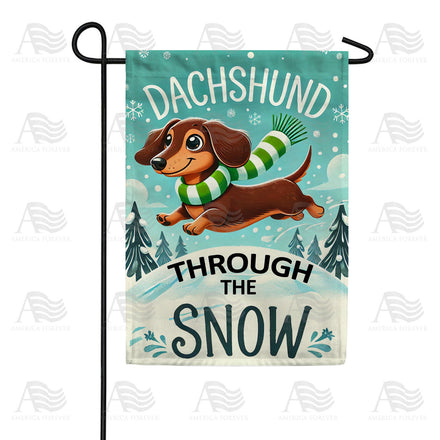 America Forever Dachshund Through The Snow Garden Flag