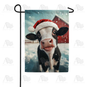 America Forever Christmas Cow with Santa Hat Garden Flag