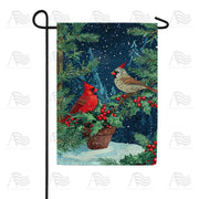 America Forever Winter Cardinals Holly Berries Garden Flag