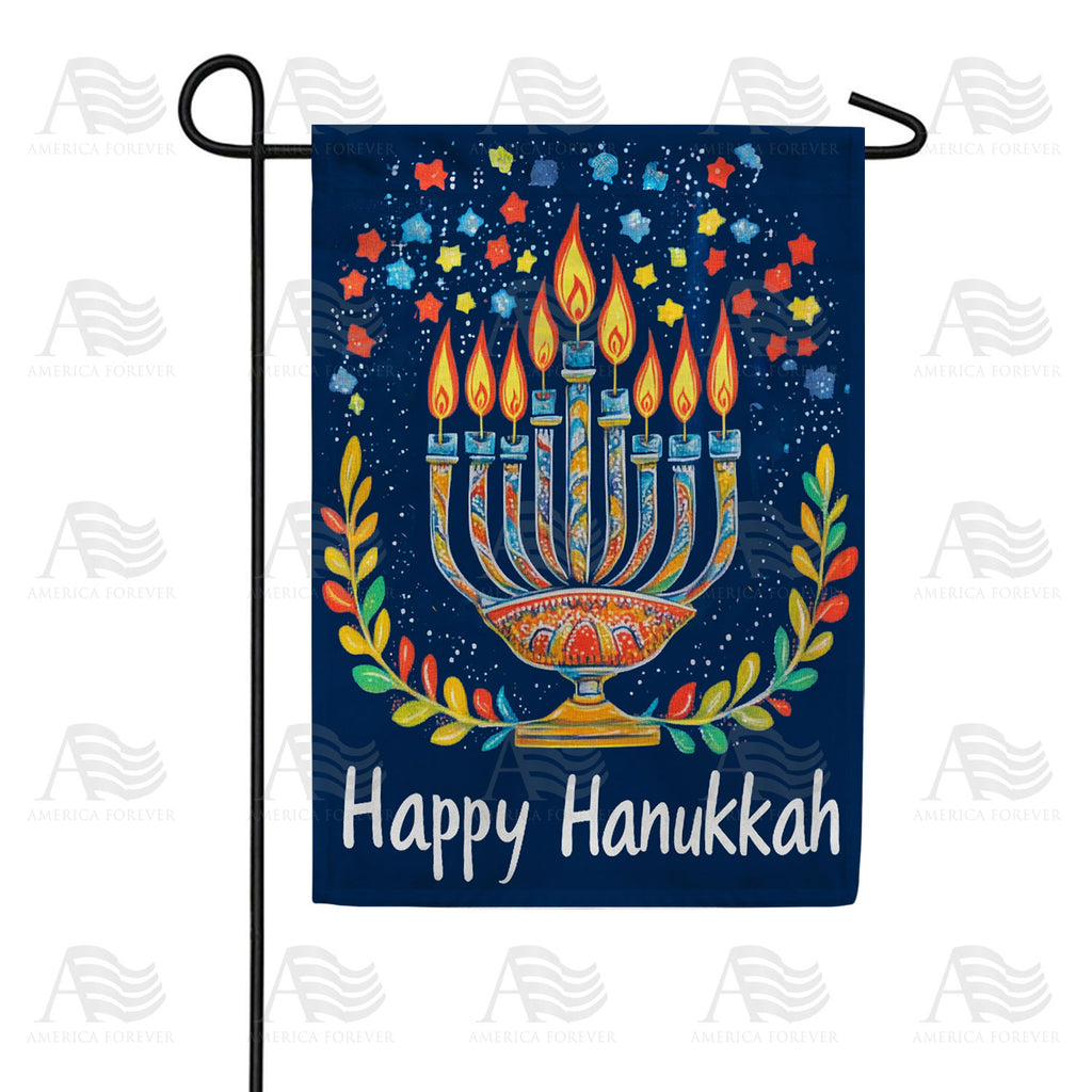 America Forever Festive Menorah Hanukkah Garden Flag