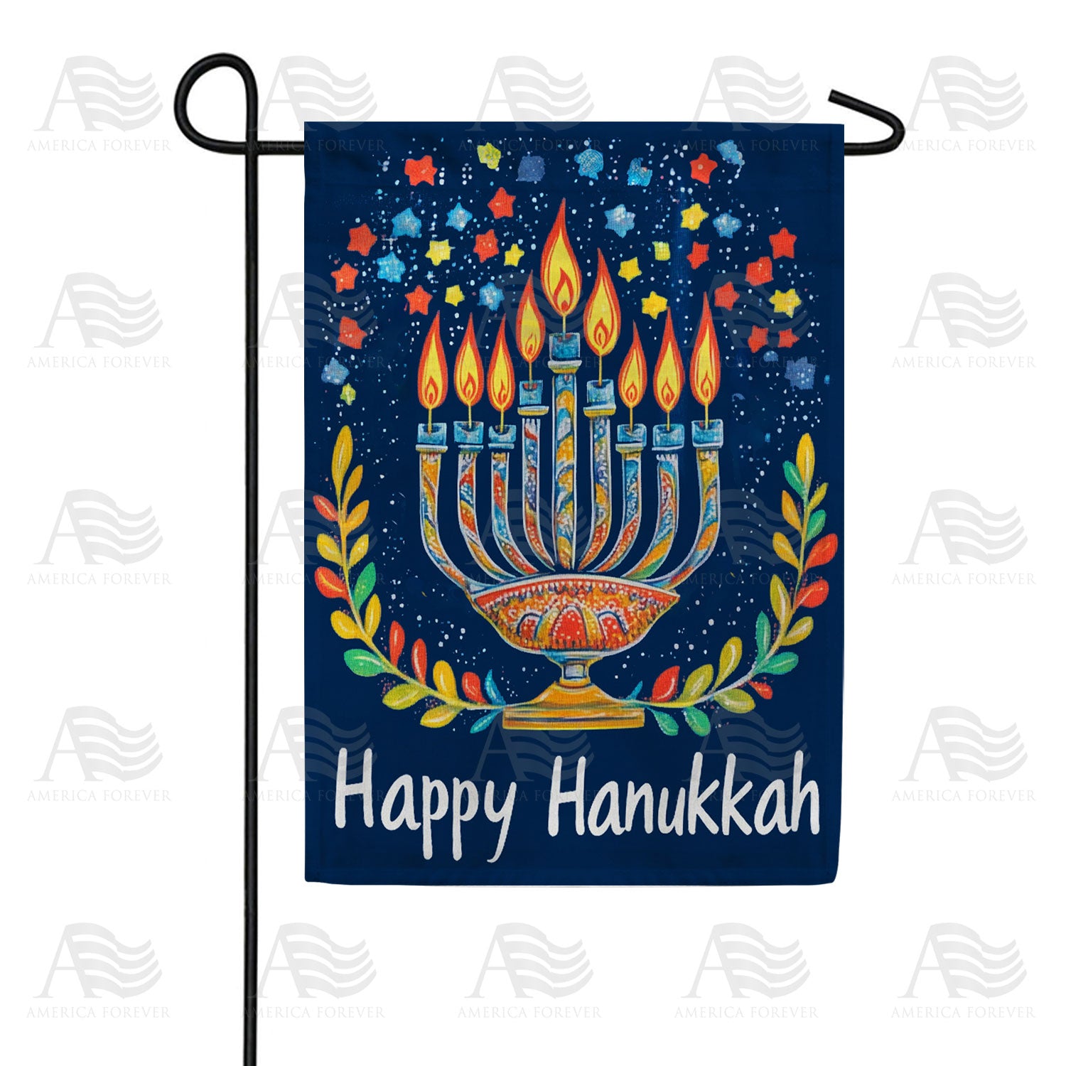 America Forever Festive Menorah Hanukkah Garden Flag