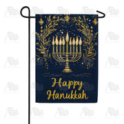 Elegant Gold Menorah Hanukkah Garden Flag