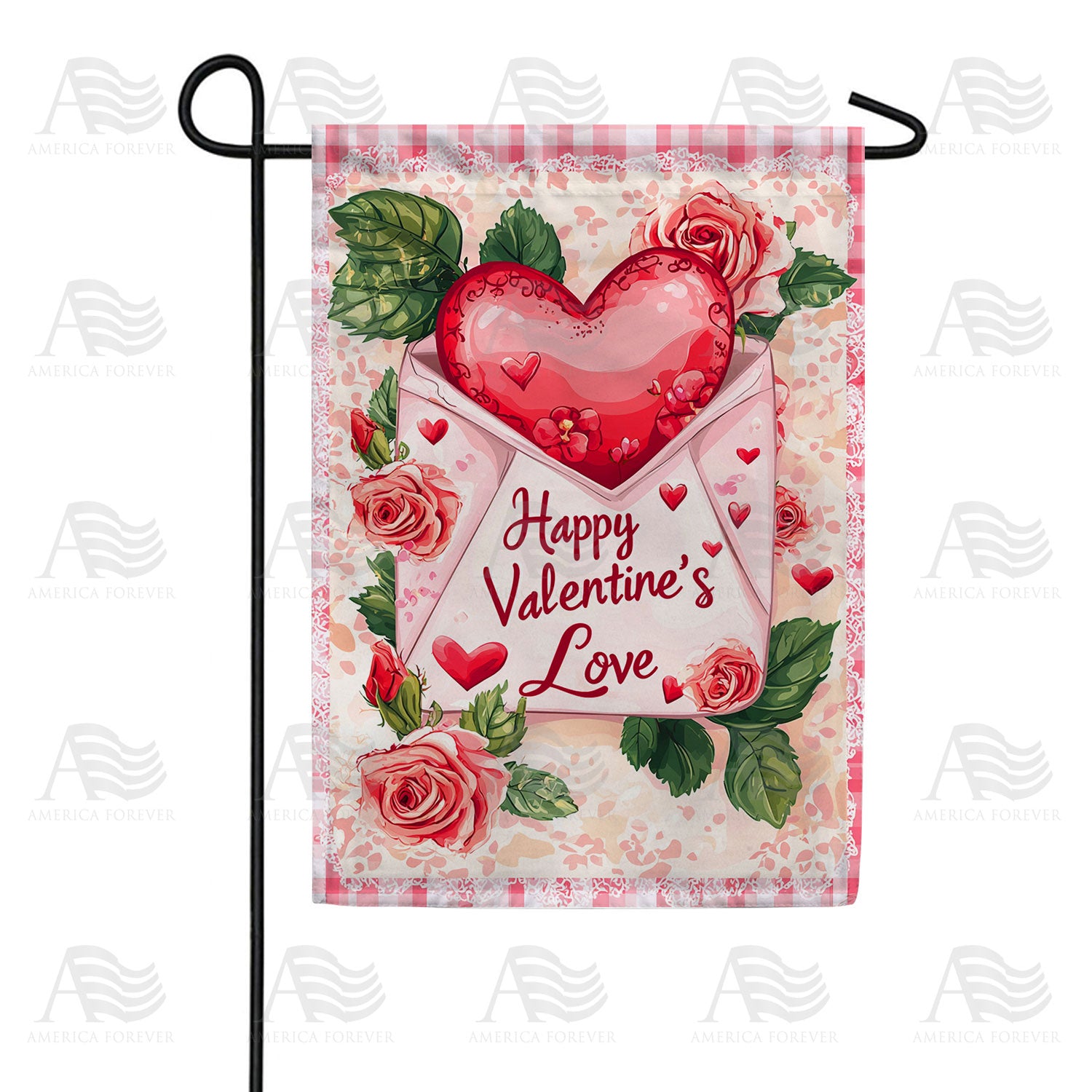 America Forever Happy Valentine's Love Rose Envelope Garden Flag