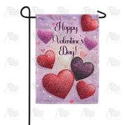 America Forever Happy Valentine's Day Glitter Hearts Garden Flag