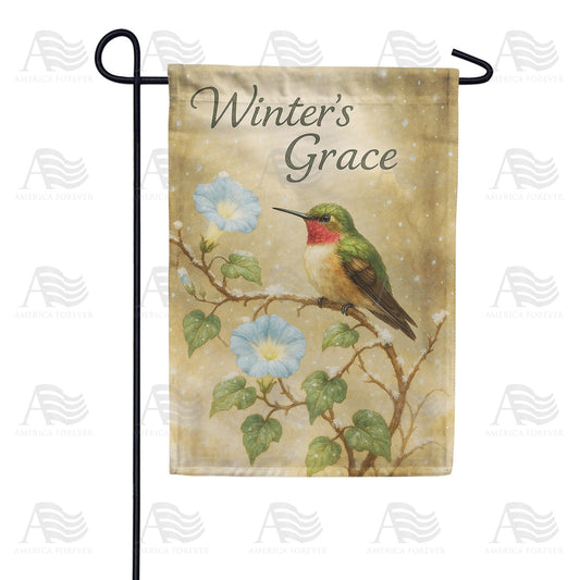 America Forever Winter's Grace Hummingbird Garden Flag