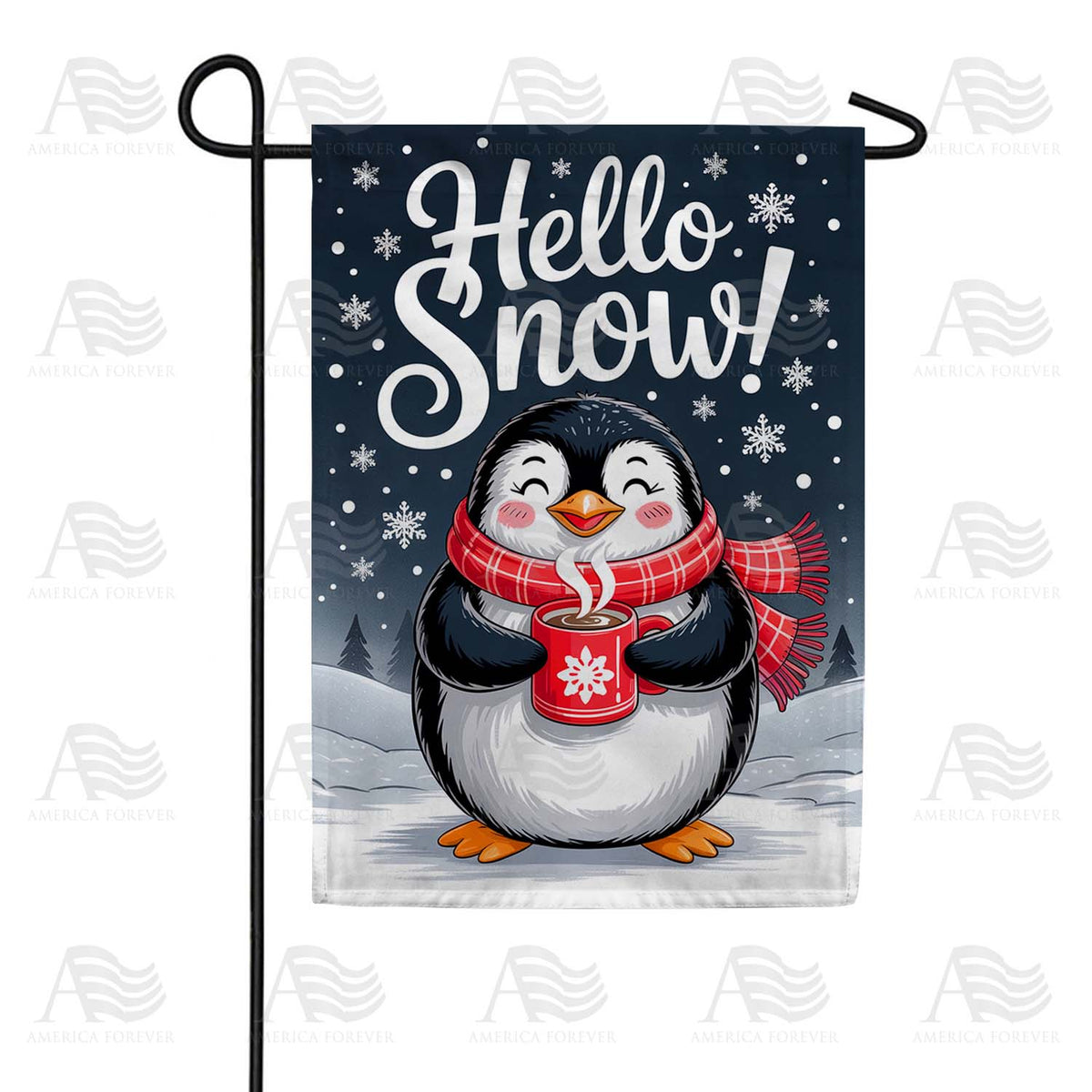 Hello Snow Penguin Garden Flag