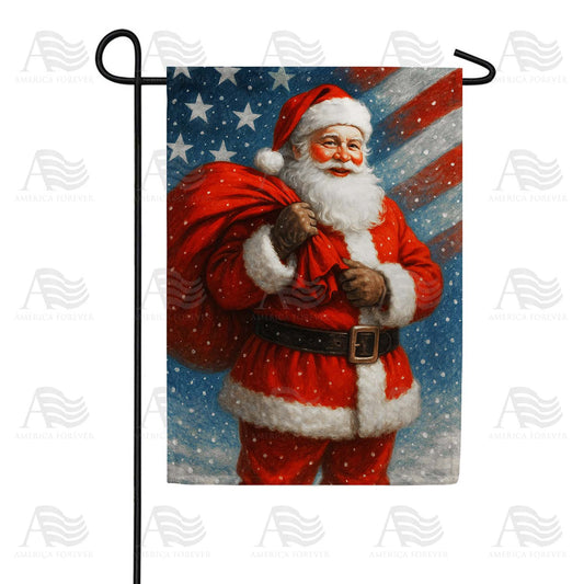 Patriotic Santa Claus Garden Flag