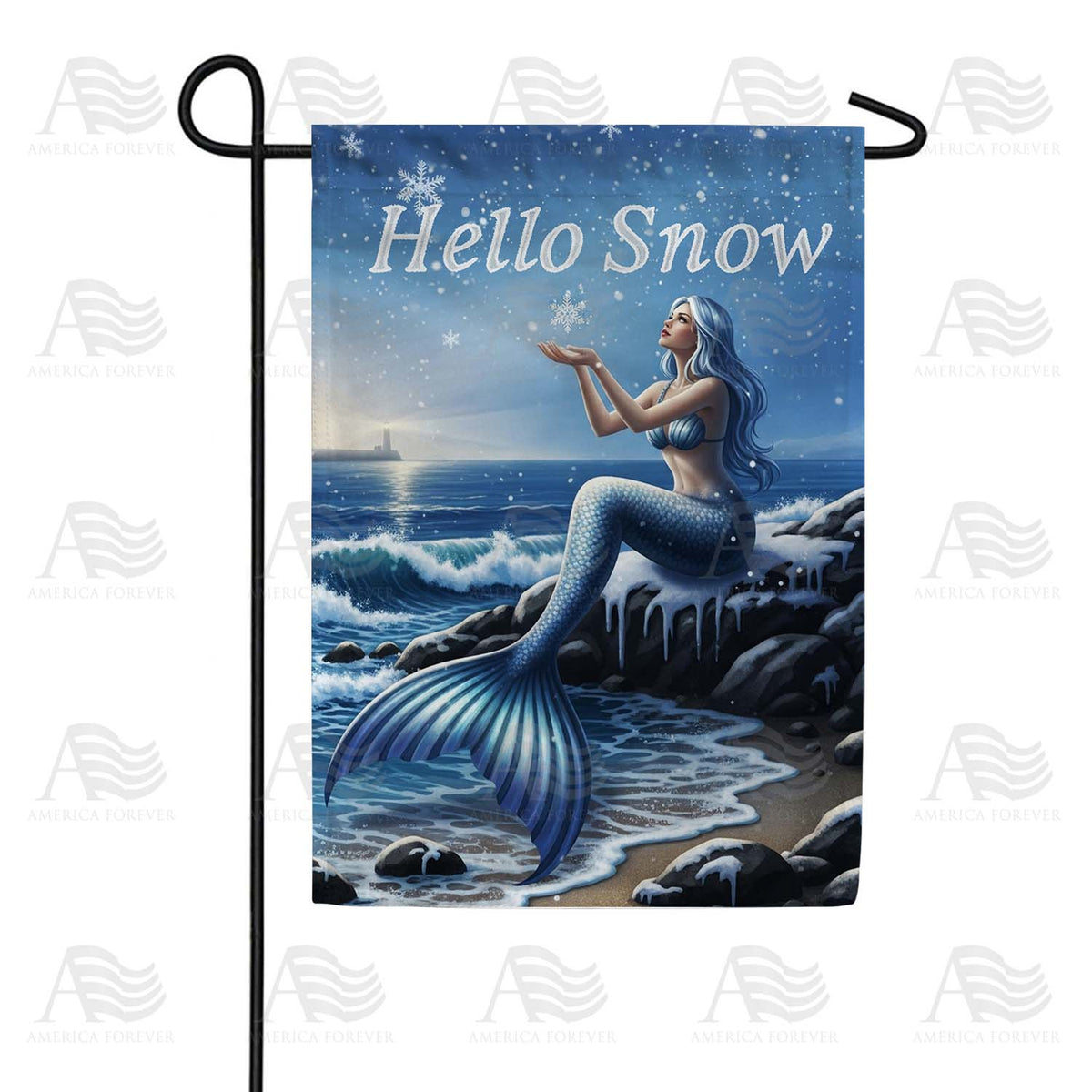 Snow Mermaid Garden Flag