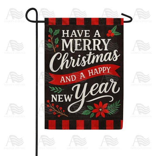 Merry Christmas Happy New Year Garden Flag