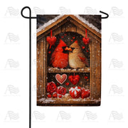 Cardinals Valentine Birdhouse Garden Flag