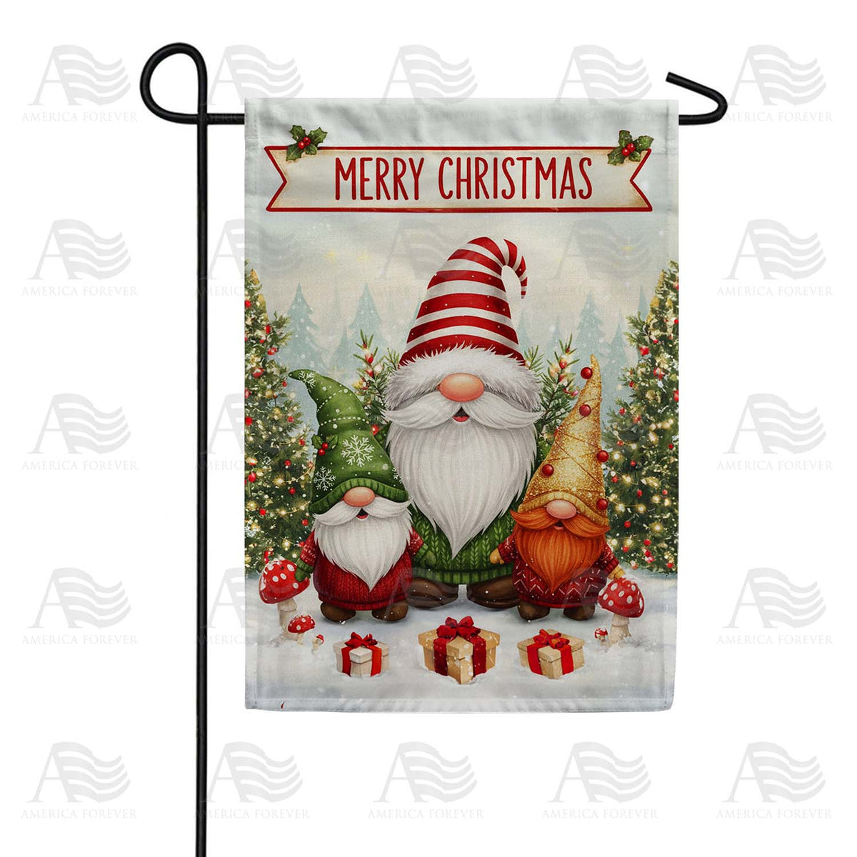 Merry Christmas Gnomes Garden Flag