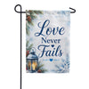 America Forever Love Never Fails Winter Lantern Snowflakes Garden Flag