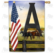 American Country Sunrise Monogram House Flag