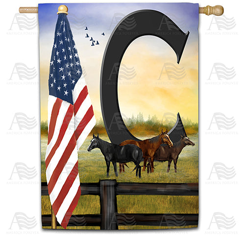 America Forever American Country Sunrise Monogram House Flag
