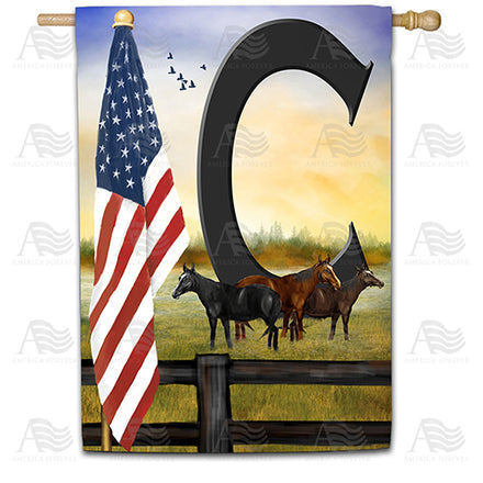 America Forever American Country Sunrise Monogram House Flag