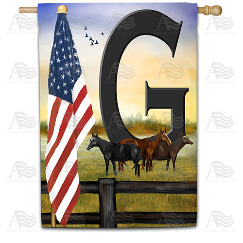 America Forever American Country Sunrise Monogram House Flag