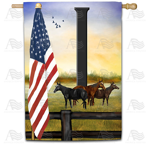 America Forever American Country Sunrise Monogram House Flag