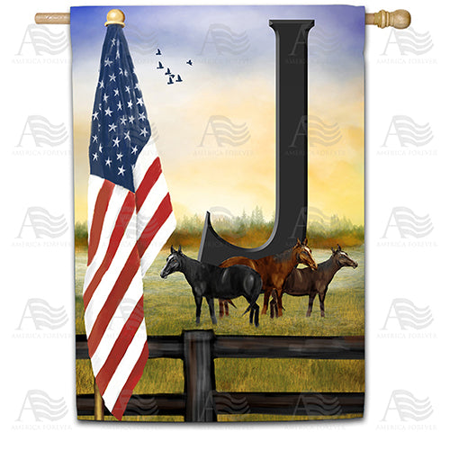 America Forever American Country Sunrise Monogram House Flag