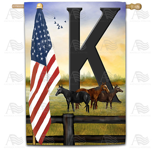 America Forever American Country Sunrise Monogram House Flag