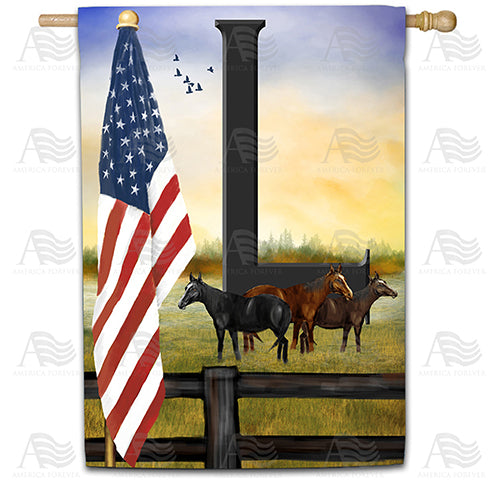 America Forever American Country Sunrise Monogram House Flag