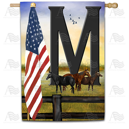 America Forever American Country Sunrise Monogram House Flag