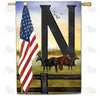 America Forever American Country Sunrise Monogram House Flag