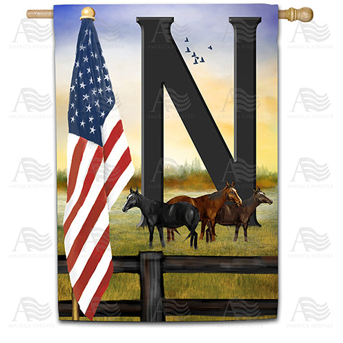 America Forever American Country Sunrise Monogram House Flag