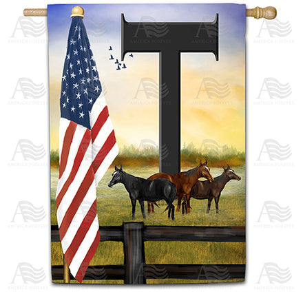 America Forever American Country Sunrise Monogram House Flag