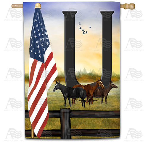 America Forever American Country Sunrise Monogram House Flag