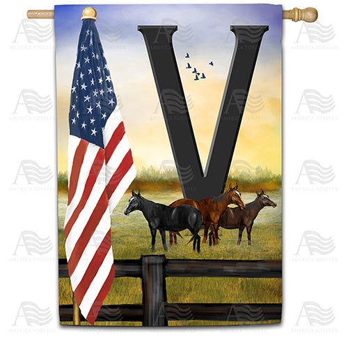 America Forever American Country Sunrise Monogram House Flag