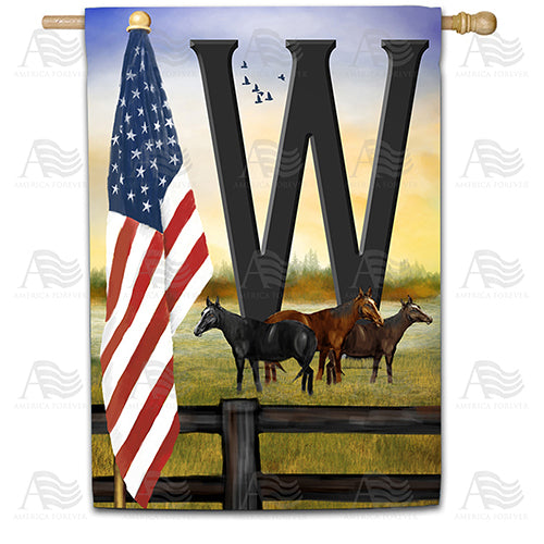 America Forever American Country Sunrise Monogram House Flag