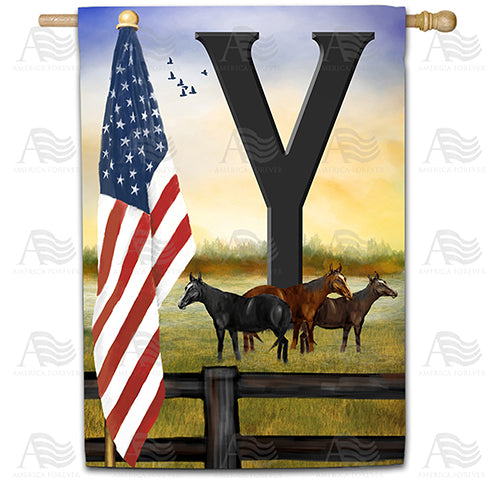 America Forever American Country Sunrise Monogram House Flag