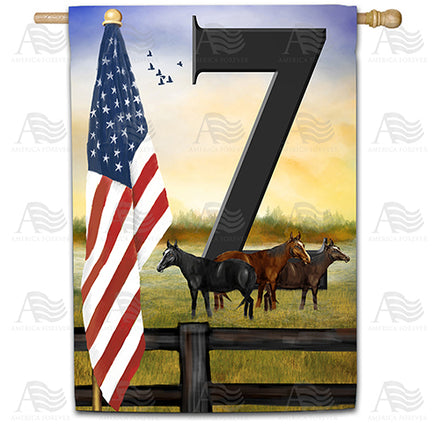 America Forever American Country Sunrise Monogram House Flag