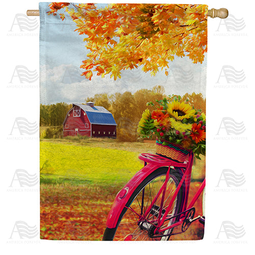 America Forever Fall Country Bike Ride House Flag