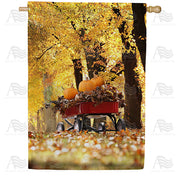 America Forever Fall Red Wagon House Flag