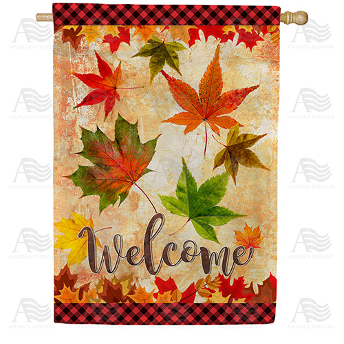 America Forever Fall Leaves Welcome Autumn House Flag