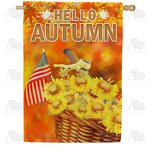 America Forever Autumn Flowers Bike Basket House Flag