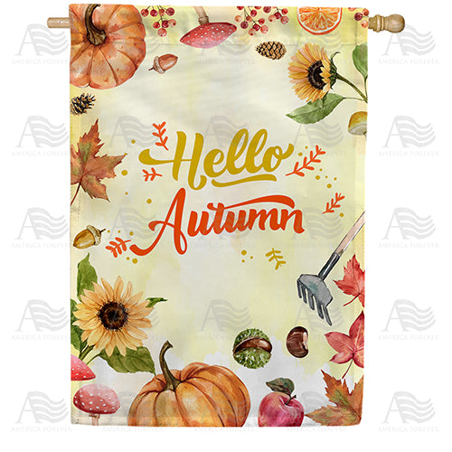America Forever Hello Autumn House Flag