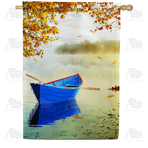 America Forever Fall Morning At Lake House Flag