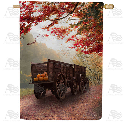America Forever Old Pumpkin Wagon House Flag