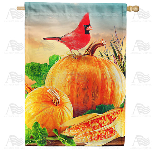 America Forever Cardinal On Pumpkin House Flag