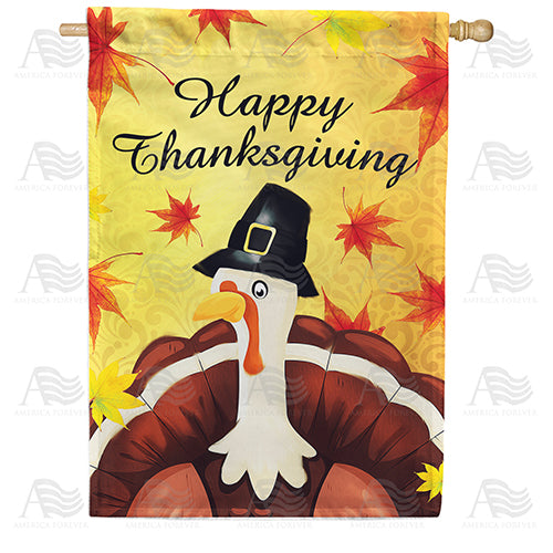 America Forever Pilgrim Turkey Thanksgiving House Flag
