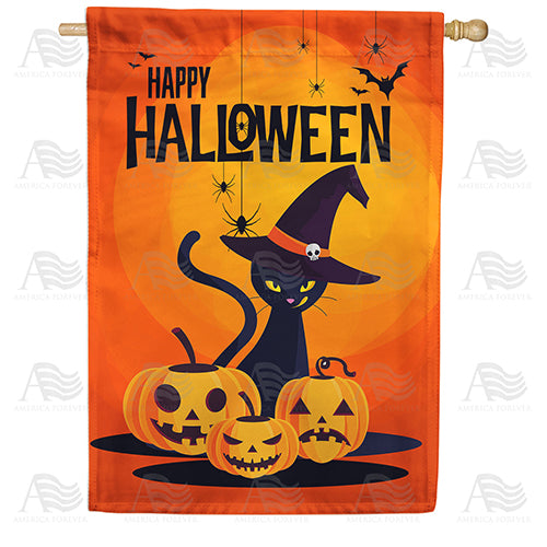 America Forever Sassy Halloween Kitty House Flag