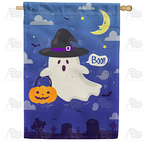 America Forever Trick Or Treat Ghost House Flag