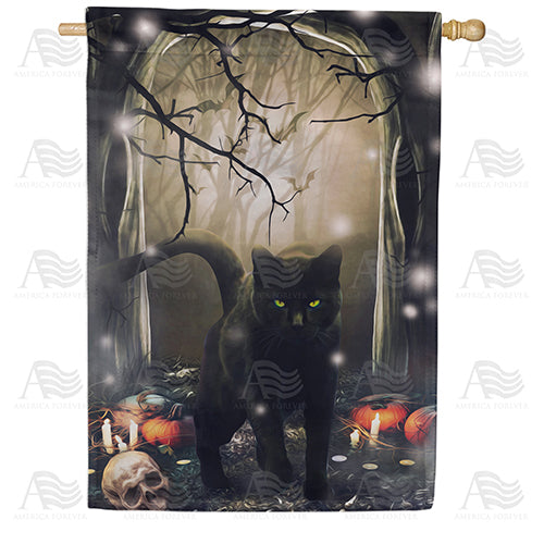 America Forever Black Cat Crossing House Flag