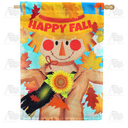 America Forever Happy Fall Smiling Scarecrow House Flag