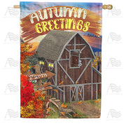 America Forever Rustic Autumn Barn House Flag